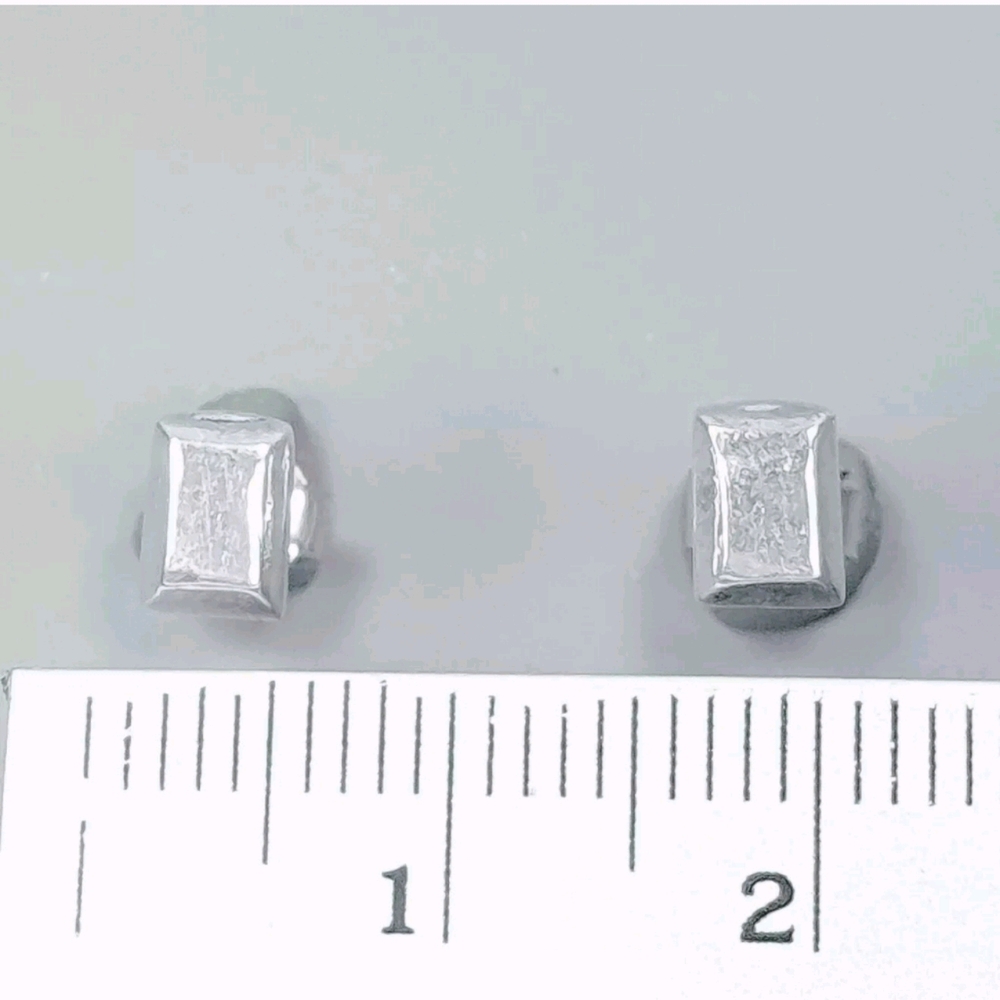 .925 Small Silver Rectangle Stud Earrings - image 1